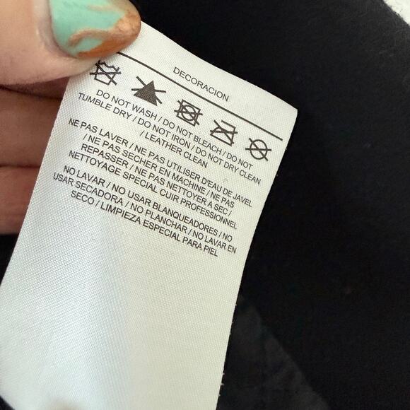 NIKE Wool Leather Sleeve Moto Jacket Black Silver Hooded Medium Women Streetwear - Picture 7 of 7